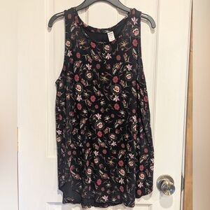Old Navy Black Floral Tank Top
